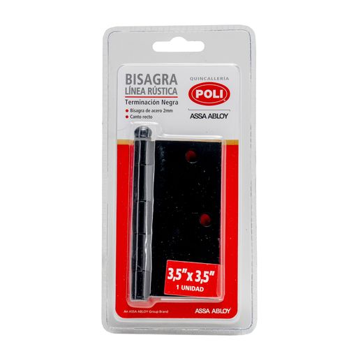 Bisagra de Acero Rústica 3½ x 3½" Negra Poli