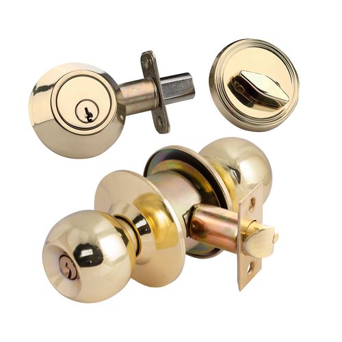 Cerradura de Bola Acceso con Cerrojo Bronce Poli