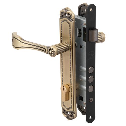 Cerradura Embutida Barroca B40 Oficina Bronce Envejecido Poli