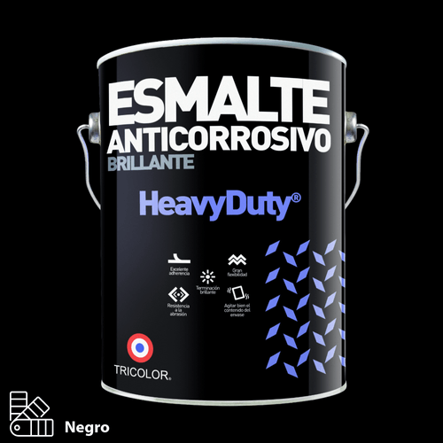 Esmalte Anticorrosivo Brillante Heavy Duty Negro Litro Tricolor