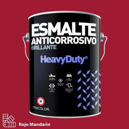 Esmalte Anticorrosivo Brillante Heavy Duty Rojo Mandarín Litro Tricolor