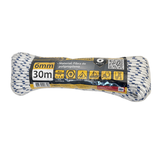 Cuerda de Polipropileno Blanco Azul 6 mm x 30 m Rema