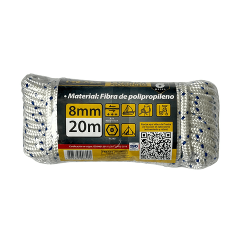 Cuerda de Polipropileno Blanco Azul 8 mm x 20 m Rema