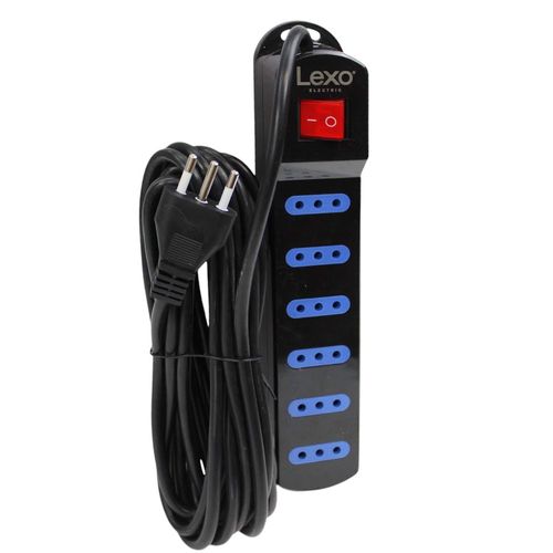 Alargador 5 m 6 Posiciones Negro con Interruptor Lexo