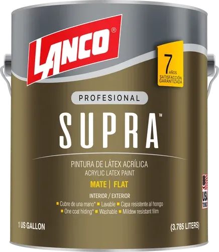 Esmalte al Agua Supra Mate Blanco 1 galón Lanco